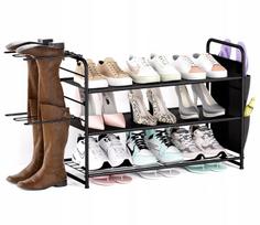 3-tier metal shoe rack cabinet shelf stand organizer for wardrobe