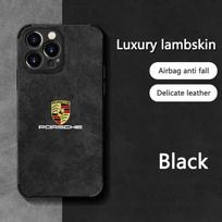 Porsche Stiliaus Suede Telefonų Dėklas Raktų Pakabukas iPhone 16 Pro 11 12 Mini 13 14 Pro 15 Pro Max 8 Plus XR XS MAX Juodas Minkštas Dangtelis For iPhone 16promax juoda