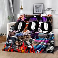 3D Rapper J-Juice-Wrld 999 Retro Print blankets Flannel Warm blanket Soft Cozy Blanket Travel Blankets bed linings Birthday Gift Size: 75*100cm, Weight: 230 GSM gray