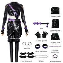 Juodas Odinis Mira Zoey Rumi Cosplay Kostiumas Moterims Mergaitėms Juodas Kostiumas Helovino Šventė Kpop Rumi Mira Zoey Kovinis Kostiumas 140 black