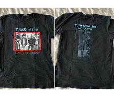 The Smiths band Hatful Of Hollow UK Tour 2 side Black T shirt vtg S-5XL Unisex T-Shirt L gray
