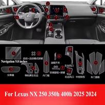 For Lexus NX 250 350h 400h -2025 Car Accessories interior film transparent TPU Gear Panel GPS Center Console PPF Protection Left Rudder black