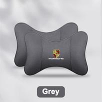 2 vnt. automobilio sėdynės galvos atrama Auto logotipas Kaklo pagalvėlė Porsche Panamera Spyder Carrera Macan Boxster Cayman Cayenne 911 970 981 991 gray