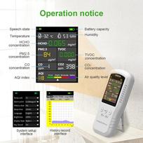 2026 Multifunctional Air Quality Monitor CO2 CO PM2.5 HCHO TVOC Temperature Humidity Meter Home Air Quality Detector Real Sensor Voice Alarm for Home balta