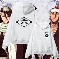 Vyriškas moteriškas Bleach 8-ojo skyriaus simbolio gobtuvas Unisex didelio dydžio Anime Gotei 13 spaudas ant nugaros ir krūtinės Puloveris su gobtuvu Džemperis Laisvalaikio gatvės kasdienis drabužis L white