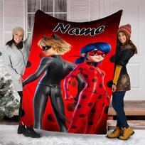 Personalized Custom Name Blanket - Miraculous Print Design,Blanket for Sofa,Bed,Travel,Camping - Soft and Warm, Great Gift 80cmx120cm red