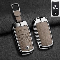 Car Flip Key Case Cover for Honda Civic Fit Accord CRV HRV Jazz Odyssey for Acura TL TSX ZDX RSX CRZ Zinc Alloy Leather Keychain gray