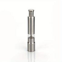 Stainless Steel One-Hand Spice Grinder - Thumb Push Design for Pepper, Salt & Dry Seasonings - Rust-Proof Kitchen Mill šviesiai pilka spalva