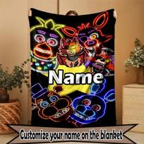 Custom Name Personalized Five Nights at Freddy's Print Blanket, Home Decor, Bedroom, Sofa, Camping, Couch, Gifts for Birthday ChristmasEnthusiasts 80cmx120cm brown