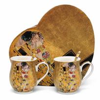 Gustav Klimt The Kiss Porcelain Mugs Set of 2 with Spoons as a Gift