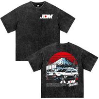 Anime Initial D Drift AE86 Fujiwara Tofu Shop JDM Racing Car Vintage Washed T-shirts Men's Women Clothing Short Sleeves T Shirts 3XL black
