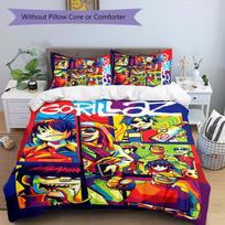 3pcs G-Gorillaz band pattern bedding set duvet cover set includes duvet cover &pillowcases, perfect all season bedroom decoration & gift 135cmx200cm