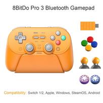 8BitDo Pro 3 Bluetooth Gamepad Wireless Gaming Controller for Switch 1/2, Windows, Apple, with TMR Joysticks Swappable Button oranžinė