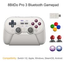 8BitDo Pro 3 Bluetooth Gamepad Wireless Gaming Controller for Switch 1/2, Windows, Apple, with TMR Joysticks Swappable Button