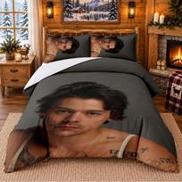 Harry Styles Pattern Bedding 3Pcs Set Bed Sheet And Pillowcases For Indoor Bedroom 135cmx200cm