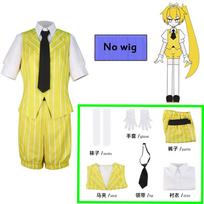 Anime Hypnotist Akita Neru Cosplay Costume Gray Virtual Mesmerizer Akita Neru Dress Yellow Striped Suit Comic Con Party Uniform 3XL&Hypnotist Akita Neru yellow