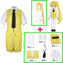 Anime Hypnotist Akita Neru Cosplay Costume Gray Virtual Mesmerizer Akita Neru Dress Yellow Striped Suit Comic Con Party Uniform M&Hypnotist Akita Neru yellow