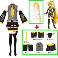 Anime Hypnotist Akita Neru Cosplay Costume Gray Virtual Mesmerizer Akita Neru Dress Yellow Striped Suit Comic Con Party Uniform 2XL&Hypnotist Akita Neru black