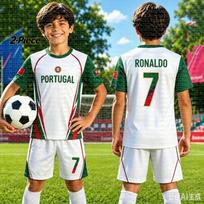 2026 Special NO.7 Ronaldo Fan Football Jersey Tee Shorts Set Women Men Portugal Fans Shirt and Shorts Summer Kids 2 Piece Set 160