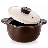 Keraminis puodas su dangčiu, rudas, 22 cm, 3 l