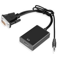 VGA Į HD Keitiklis Aukštos raiškos Garso Vaizdo Kabelio Adapteris VGA Įvestis HDMI Suderinama Išvestis Kompiuteriui Nešiojamam Kompiuteriui Televizoriui Projektoriui juoda
