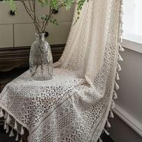 Yiman Qiyun Geometrinės languotos nėriniais užuolaidos svetainei, balkonui, miegamajam, erkeriui, šviesą praleidžiančios ir meninio dizaino Special Size 25/Square Meter gray
