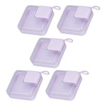 5pcs Makeup Powder Puff Storage Box Clear Cover Facial Makeup Blender Puff Travel Case Purple gray