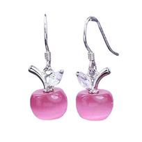 Weihua Korean Style Silver-Plated Apple Earrings with Cat's Eye Stone - Women's Christmas Jewelry gray