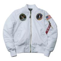 RogueWave Žieminė bomber tipo pilotų striukė Vintažinė MA-1 APOLLO Vyriškas paltas Streetwear Šilta Varsity Hip Hop Beisbolo Letterman pilotas JAV oro pajėgos M balta