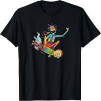 Rick and Morty Psychedelic Rick with Skateboard Morty T-Shirt XXXL įvairiaspalvis