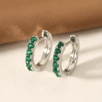 European & American Zircon Ear Cuff: Luxurious Silver Copper Round Circle Earrings for Women with Simple Korean Style Ear Bone Design žalia