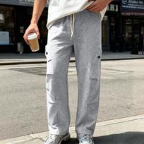 New Men's Hip-hop High Street Trendy Wide-leg Scimitar Casual Sports Straight Sweatpants XXXL šviesiai pilka spalva