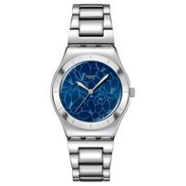 SWATCH BLOSSOM TIME Quartz Movement 30m Water Resistance Unisex Watch 33mm Blue Dial Stainless Steel Case YLS235G Blue Dial blue