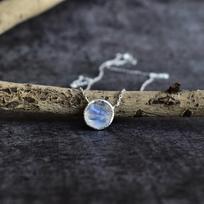 Genuine Raw moonstone necklace Raw gemstone necklace Healing crystal necklace Sterling silver necklace Handmade necklace for beginning