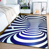 3D Vortex Illusion Black White Rug Non Slip Floor Mat Abstract Geometric Optical Carpet for Bedroom Livingroom Decor 40x60cm (16x24in) gray