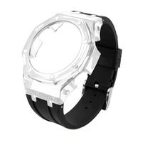 Skirta Casio Farmhouse Oak laikrodžiui GA2100/GA2110/GA-B2100 Modifikuotas Skaidrus Dėklas Silikoninis Laikrodis su Guminio Grandinėlės Rinkiniu Priedai GA-2100 2110 B2100mm black