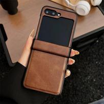 Samsung Z Flip 5 6 7 odinis dėklas, vientisos spalvos, 3 viename, vyrių apsauga, smūgiams atsparus dangtelis, skirtas Samsung Galaxy Z Flip 3 4 5 6 7 Galaxy Z Flip6 brown