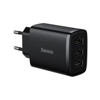 Įkroviklis Baseus Compact Charger 3U 17W 3xUSB lizdai (juodas)