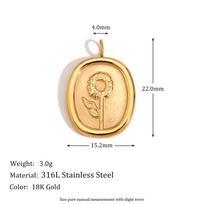 MamacitaSlay Elegant Vintage Tulips Lily Heart diy charms 18k gold plated charms for jewelry making Waterproof Necklaces Pendant beige