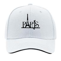 Paris Eiffel Tower Print Adjustable Snapback Hat Casual Outdoor Cap Sandwich Baseball Cap One Size white