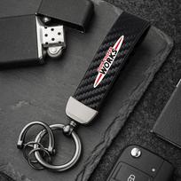 Veršienos Odos Automobilio Raktų Pakabukas Cinko Lydinio Automobilio Raktų Pakabuko Aksesuarai MINI Cooper R56 F56 R50 JCW Cabrio Aceman Countryman Clubman WORKS rdxzk11 black