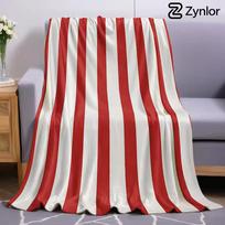 Red & White Line Lightweight Microfiber Soft Christmas Fleece Blanket Warm Cozy Throw for Bed Sofa Office Travel All Season 75x90cm red