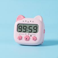 Pupil Study Timer Time Decrement & Accumulation Mode Function Large Display Alarm Clock 3 rožinė
