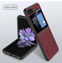 For Samsung Galaxy Z Flip6 Flip5 Flip4 Flip3 5g Luxury Vintage Sheepskin Leather Case on Flip 6 5 4 3 Men Shockproof Cover Zflip For Samsung Z Flip4 black