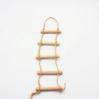 Hanging Ladder Doll House Toy In Miniature, 1Pcs Wooden Hemp Rope Pet And Gardening Scene Model Accessory beige