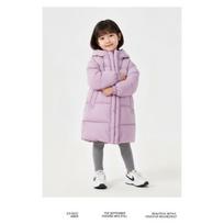 Kids Hooded Padded Winter Coat Thick Warm Mid Length Cotton Jacket 120cm violetinė