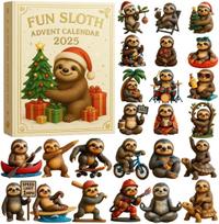 PVC 3D linksmas tinginys Kalėdų Advento kalendorius 2025 m. 24 dienų Kalėdų skaičiavimo kalendorius su 24 žavingais tinginio kolekcionuojamais papuošalais dramblio kaulas