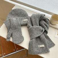 3 vnt. rinkinys Žieminė kepurė Šalikas Jutikliniai pirštinės Unisex Megztas Šiltas Beanie Kaklo mova Pirštinės Rinkinys Rudeniui Žiemai Lauko Kasdieniam dėvėjimui gray