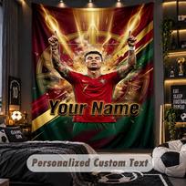 TapestryCristiano Ronaldo Custom Name Text Personalized Wall Hanging Tapestry Home Wall Decor 100cmx150cm brown