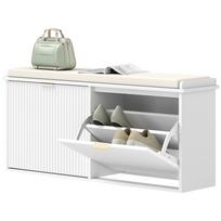 Shoe Bench With Padded Seat Cushion And Flip Down Drawer For Hallway Bedroom 104 X 26 X 47.5 Cm White